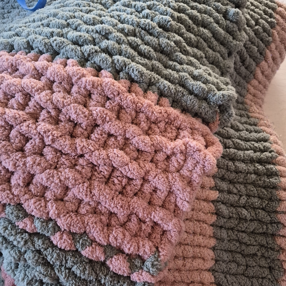 Cozy Textured Blanket in Pink and Gray - Picture 2 of 10